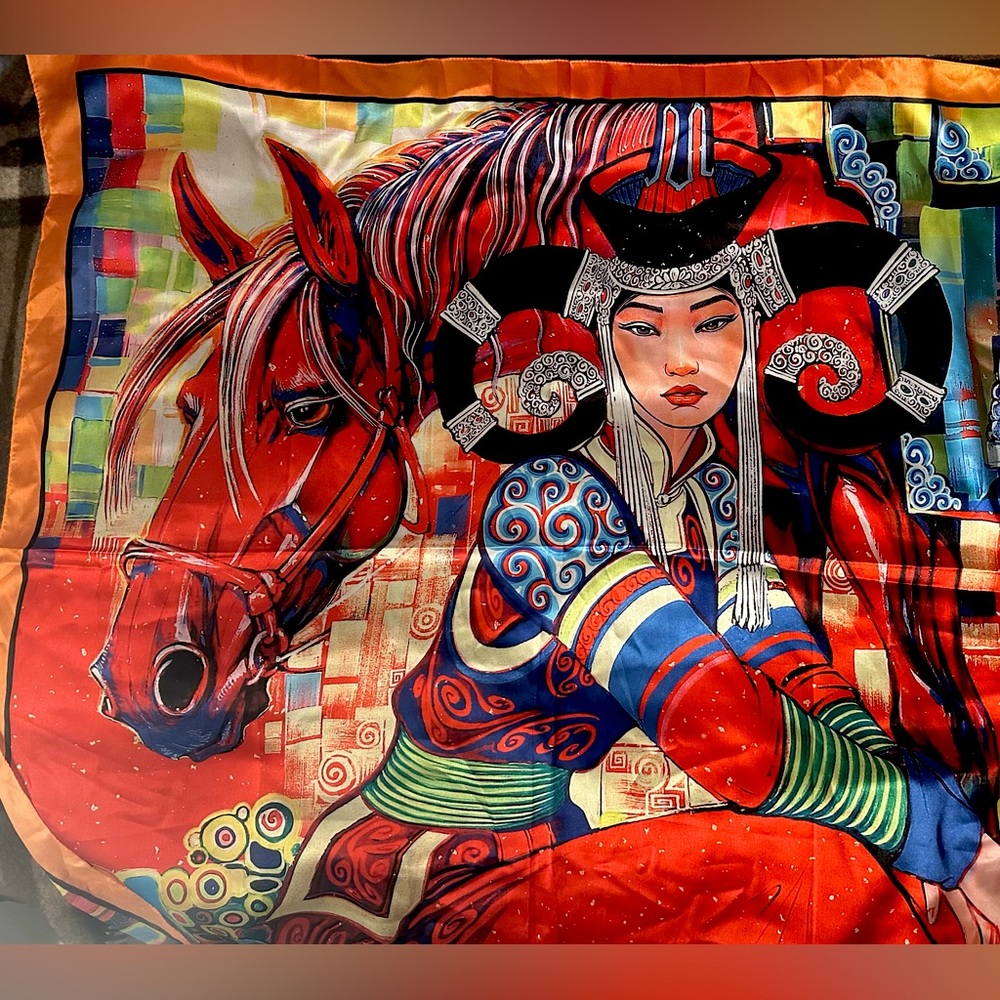 Large Mongolian silk scarf